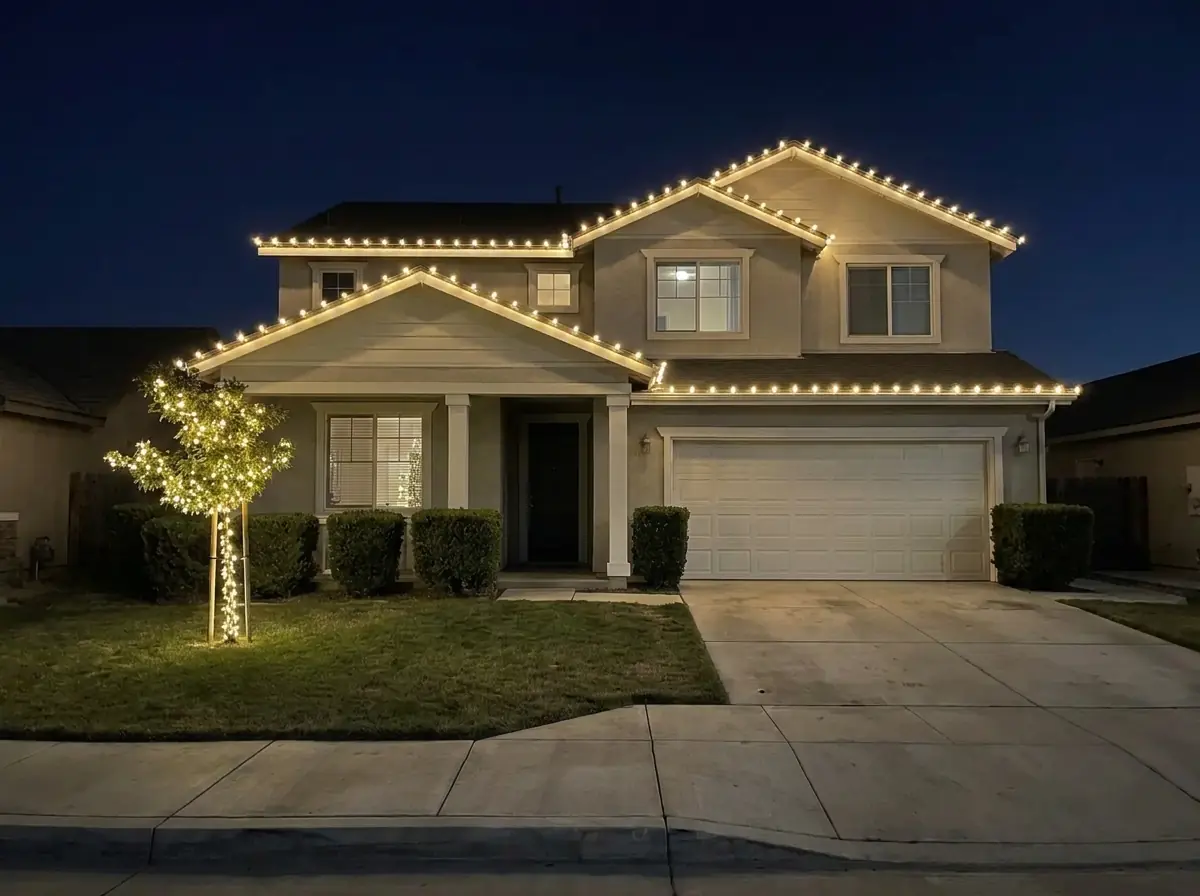 Warm white Christmas lighting installation